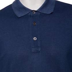 Pre Owned Tom Ford Navy Blue Cotton Pique Polo T-Shirt 3XL