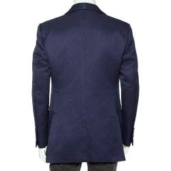 Pre Owned Tom Ford Blue Textured Shelton Cotton & Silk Single Breasted Blazer XXXL 