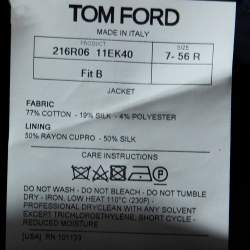 Pre Owned Tom Ford Blue Textured Shelton Cotton & Silk Single Breasted Blazer XXXL 