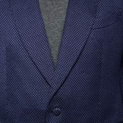 Pre Owned Tom Ford Blue Textured Shelton Cotton & Silk Single Breasted Blazer XXXL 