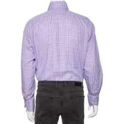 Tom Ford Purple Checkered Cotton Button Front Shirt XXXL