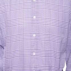 Tom Ford Purple Checkered Cotton Button Front Shirt XXXL