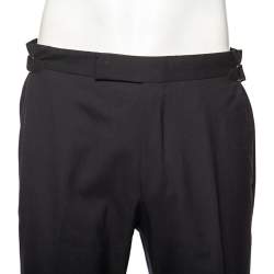 مملوكة مسبقًا بنطلون توم فورد صوف أزرق كحلي أرجل مستقيمة مقاس كبير (لارج)