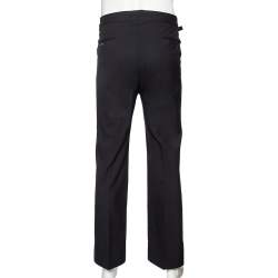 مملوكة مسبقًا بنطلون توم فورد صوف أزرق كحلي أرجل مستقيمة مقاس كبير (لارج)