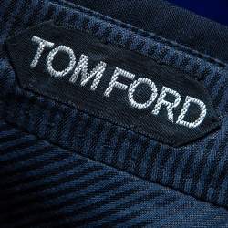 مملوكة مسبقًا بنط لون توم فورد صوف أزرق كحلي أرجل مستقيمة مقاس كبير (لارج)