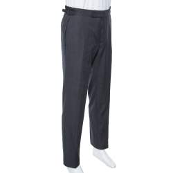 Tom Ford Charcoal Grey Striped Wool Formal Pants L