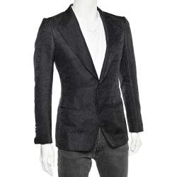 Tom Ford Black Textured Silk & Wool Single Breasted Blazer S