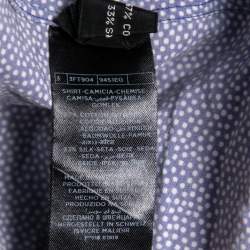 مملوكة مسبقًا قميص توم فورد حرير وقطن مطبوع أزرق بأزرار أمامية مقاس كبير جدًا - إكس لارج