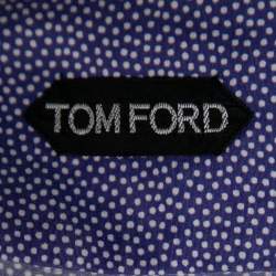 مملوكة مسبقًا قميص توم فورد حرير وقطن مطبوع أزرق بأزرار أمامية مقاس كبير جدًا - إكس لارج