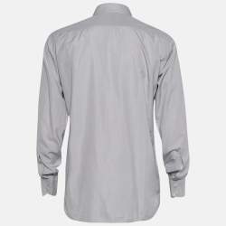 Pre Owned Tom Ford Light Grey Cotton Button Front Shirt L
