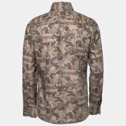 Tom Ford Green Camouflage Print Cotton Button Front Shirt L