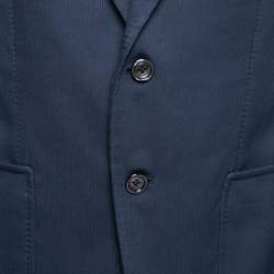 Pre Owned Tom Ford Navy Blue Textured Cotton Single Breasted Blazer L