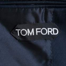 Pre Owned Tom Ford Navy Blue Textured Cotton Single Breasted Blazer L