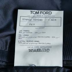 Pre Owned Tom Ford Navy Blue Textured Cotton Single Breasted Blazer L