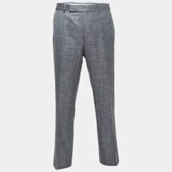 Pre Owned Tom Ford Grey Wool Waist Buckle Detail Regular Fit Trousers XL
