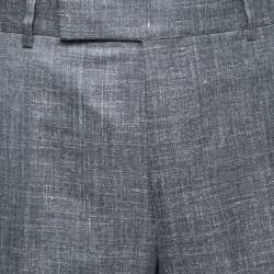Pre Owned Tom Ford Grey Wool Waist Buckle Detail Regular Fit Trousers XL