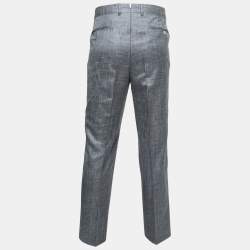 Pre Owned Tom Ford Grey Wool Waist Buckle Detail Regular Fit Trousers XL