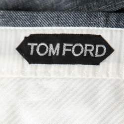 Pre Owned Tom Ford Grey Wool Waist Buckle Detail Regular Fit Trousers XL