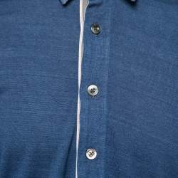 Pre Owned Tom Ford Vintage Ink Blue Stretch Cotton Polo Shirt M