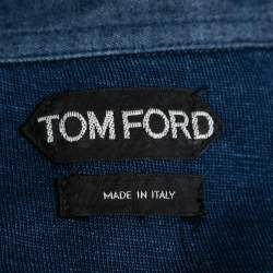 Pre Owned Tom Ford Vintage Ink Blue Stretch Cotton Polo Shirt M