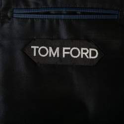 Pre Owned Tom Ford Blue Checkered Wool Button Front Blazer L