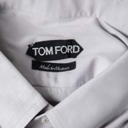 Pre Owned Tom Ford Grey Cotton Long Sleeve Button Front Shirt L