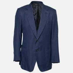 Pre Owned Tom Ford Blue Cashmere Button Front Long Sleeve Blazer XXL