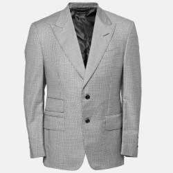 Pre Owned Tom Ford Monochrome Wool Button Front Blazer L