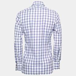 Pre Owned Tom Ford Ink Blue Checkered Cotton Button Front Shirt M
