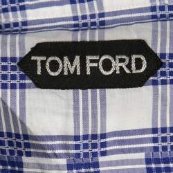 Pre Owned Tom Ford Ink Blue Checkered Cotton Button Front Shirt M