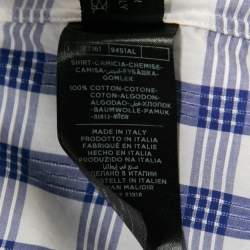 Pre Owned Tom Ford Ink Blue Checkered Cotton Button Front Shirt M