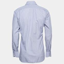 Pre Owned Tom Ford Blue Checkered Cotton Button Front Shirt L