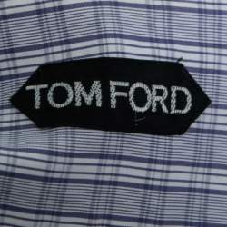 Pre Owned Tom Ford Blue Checkered Cotton Button Front Shirt L
