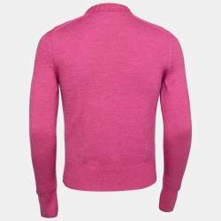 Pre Owned Tom Ford Pink Wool Long Sleeve Button Front Cardigan S