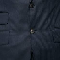 Pre Owned Tom Ford Navy Blue Pin Striped Wool Single Breasted Blazer & Pant Suit S
