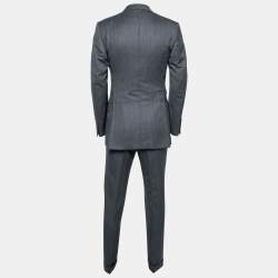 Pre Owned Tom Ford Grey Striped Wool Single Breasted Blazer & Pant Suit M