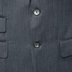 Pre Owned Tom Ford Grey Striped Wool Single Breasted Blazer & Pant Suit M