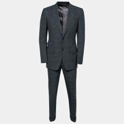 Pre Owned Tom Ford Charcoal Grey Checked Wool Single Breasted Blazer & Pant Suit S