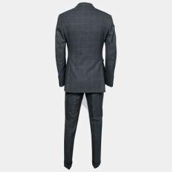 Pre Owned Tom Ford Charcoal Grey Checked Wool Single Breasted Blazer & Pant Suit S