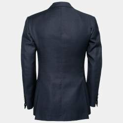 Pre Owned Tom Ford Black Wool & Mohair Textured Single Breasted Blazer S