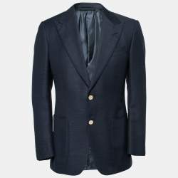 Pre Owned Tom Ford Black Wool & Mohair Textured Single Breasted Blazer S