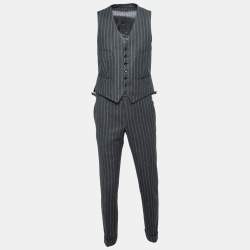 Pre Owned Tom Ford Charcoal Grey Striped Wool Single-Breasted Three-Piece Suit S