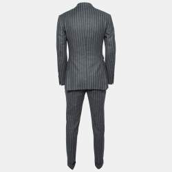 Pre Owned Tom Ford Charcoal Grey Striped Wool Single-Breasted Three-Piece Suit S