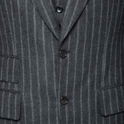 Pre Owned Tom Ford Charcoal Grey Striped Wool Single-Breasted Three-Piece Suit S
