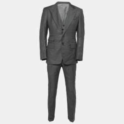 Pre Owned Tom Ford Charcoal Grey Wool Single-Breasted Three-Piece Suit M