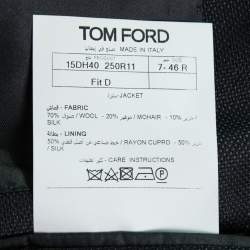 Pre Owned Tom Ford Black Textured Wool-Crepe Single-Breasted Blazer S