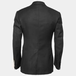 Pre Owned Tom Ford Black Textured Wool-Crepe Single-Breasted Blazer S
