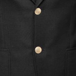 Pre Owned Tom Ford Black Textured Wool-Crepe Single-Breasted Blazer S