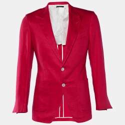 Pre Owned Tom Ford Pink Linen Button Front Blazer S