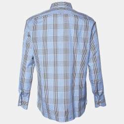 Pre Owned Tom Ford Blue Plaid Cotton Shirt XXL